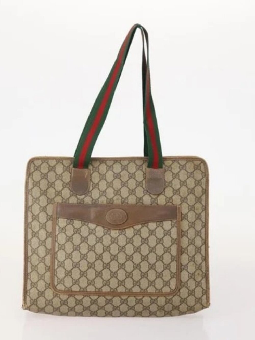 GUCCI GG Supreme Web Sherry Line Tote Bag PVC 4 Set Beige Brown Auth 178835 - Picture 4 of 15